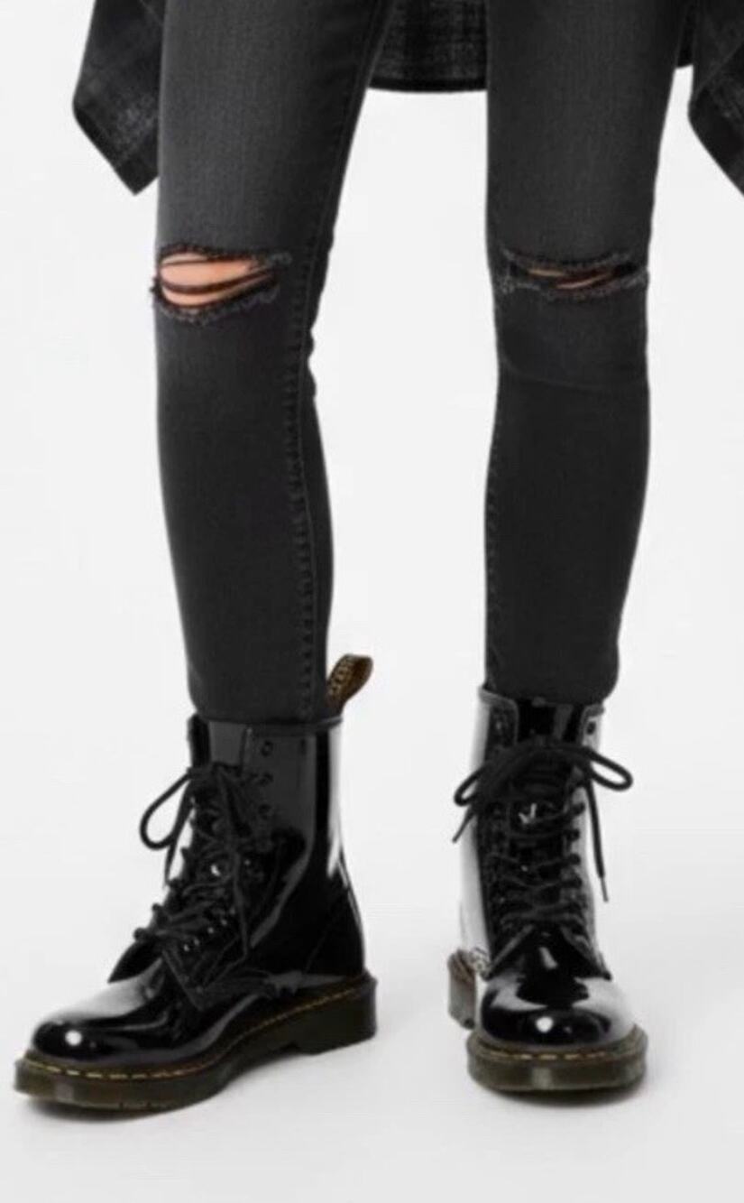 Dr. Martens 1460 Black Patent Leather Lace Up Boots Women's Size 10- Worn Once